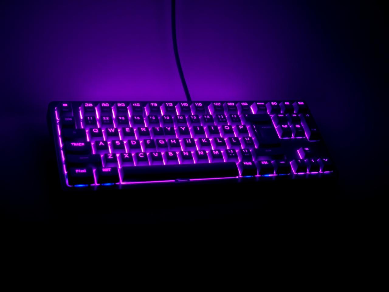 XbonTech featured gaming keyboard with purple neon glow